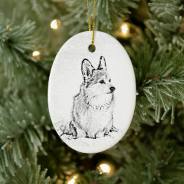 Corgi oval ornament