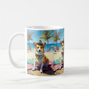 Corgi på Beach, sommargåva till hundälskare Kaffemugg