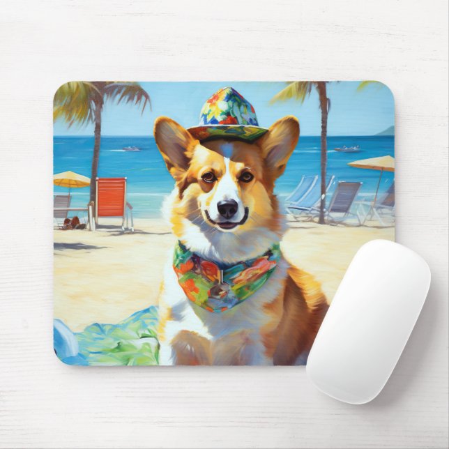 Corgi på Beach, sommargåva till hundälskare Musmatta (Med mus)