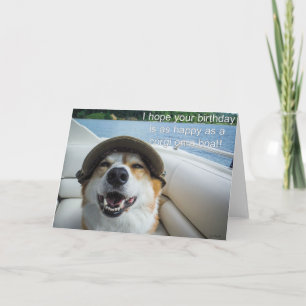 Corgi på ett båtfödelsedagskort kort