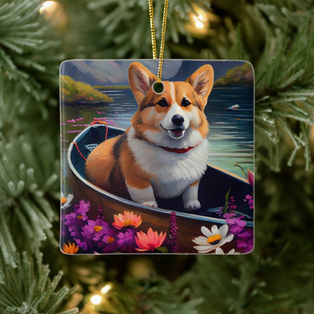 Corgi på paddel: Ett naturskönt äventyr Julgransprydnad Keramik (Träd)