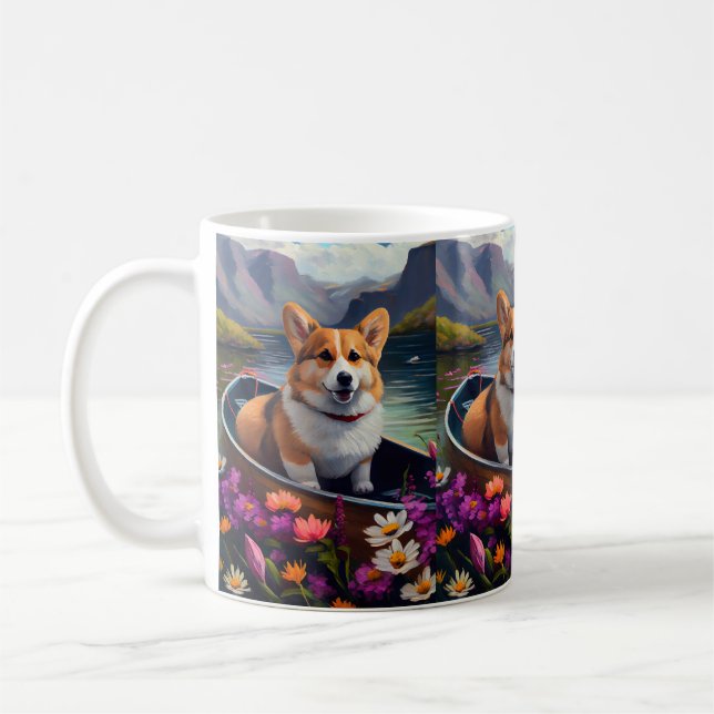 Corgi på paddel: Ett naturskönt äventyr Kaffemugg (Vänster)