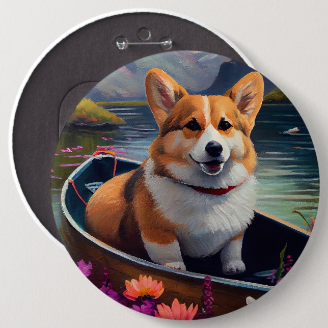 Corgi på paddel: Ett naturskönt äventyr Knapp (Framsida & baksida)