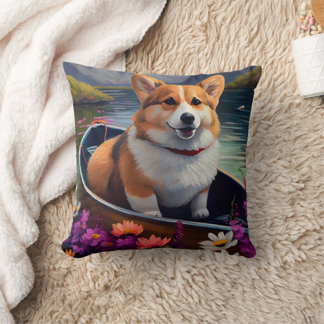 Corgi på paddel: Ett naturskönt äventyr Kudde (Filt)