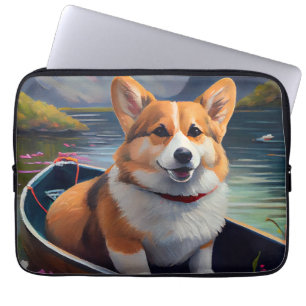 Corgi på paddel: Ett naturskönt äventyr Laptop Fodral