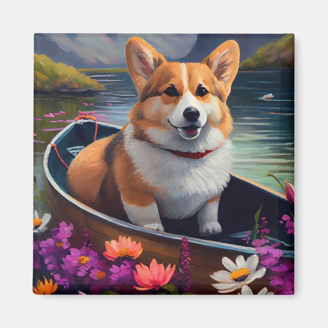 Corgi på paddel: Ett naturskönt äventyr Magnet (Framsidan)