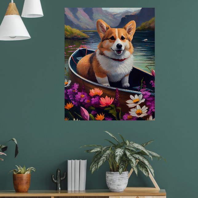 Corgi på paddel: Ett naturskönt äventyr Poster (Vardagsrum 1)