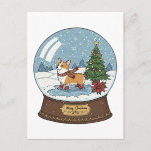 Corgi på Skates julvykort Vykort