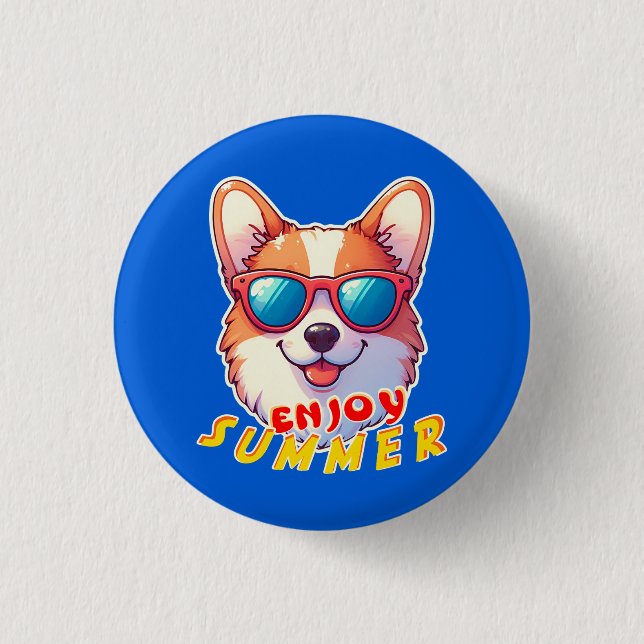 Corgi på sommaren knapp (Framsida)