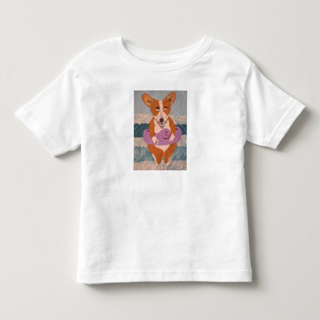Corgi på stranden T-shirt (Framsida)