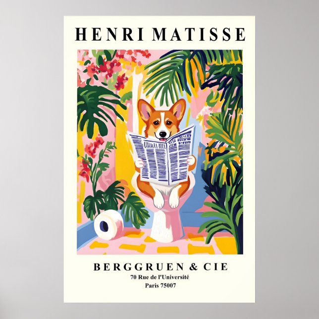 Corgi på toaletten konsttryck - Rolig Matisse badr Poster (Framsidan)