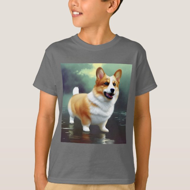 Corgi på vatten t shirt (Framsida)