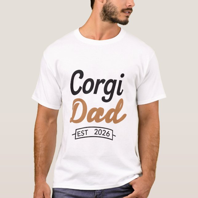 Corgi Pappa EST 2025 Minimal T-Shirt (Framsida)