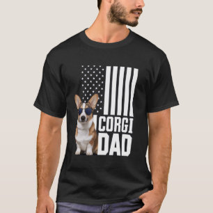 Corgi Pappa Funny Cute Hund Pet Owner American Fla T Shirt