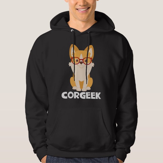 Corgi Pappa Puppy Hund älskare Gift Cute Corgeek Hoodie (Framsida)