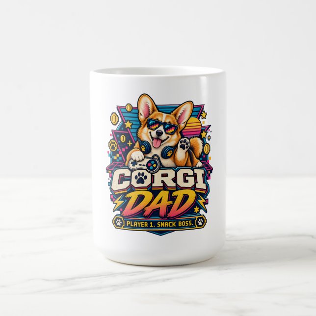 Corgi Pappa Spelare 1 Retro Gamer Design Kaffemugg (Center)