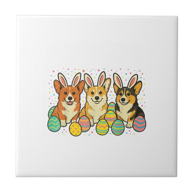 Corgi påsk t-shirt_1 kakelplatta (Framsidan)