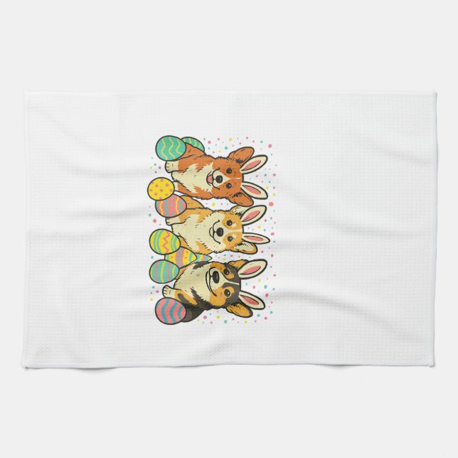 Corgi påsk t-shirt_1 kökshandduk (Horisontell)