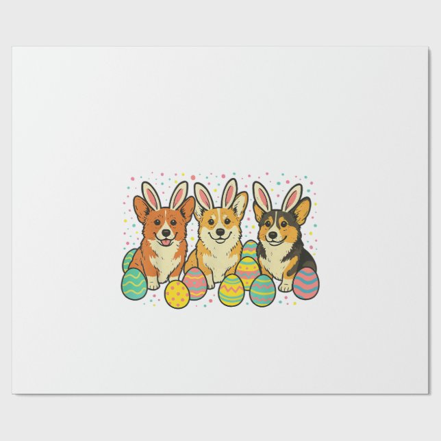 Corgi påsk T-Shirt_1 Presentpapper (Platt)