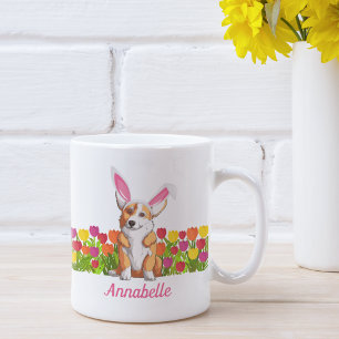 Corgi Påskhare Flowers Cute Personlig Kaffemugg