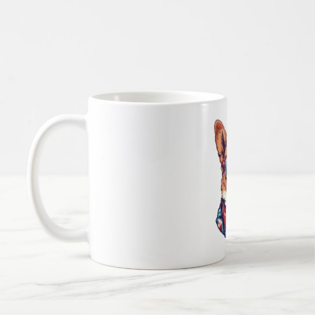 Corgi Patriotic Hund USA American Flagga Kaffemugg (Vänster)