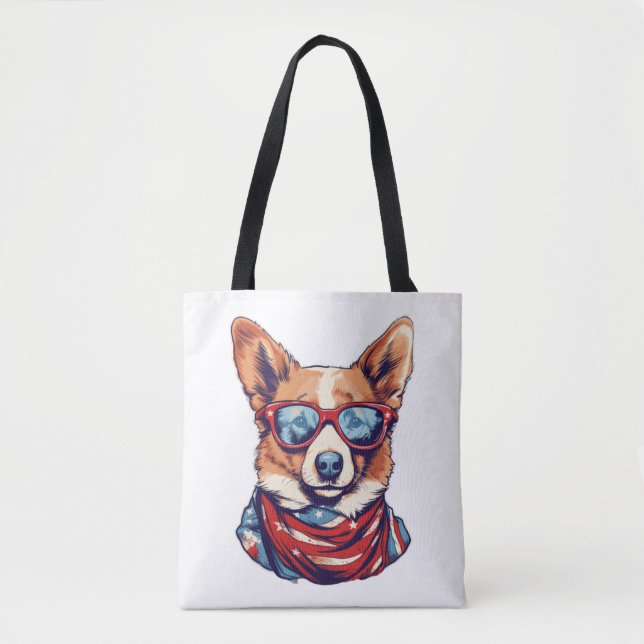 Corgi Patriotic Hund USA American Flagga Tygkasse (Framsida)