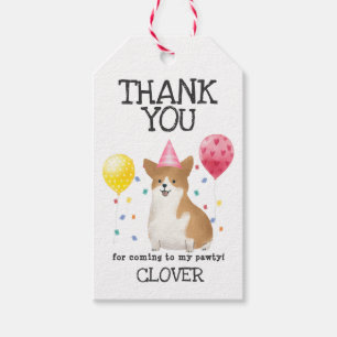 Corgi Pawty Hund Birthday Tack Favor Gift Märkre Presentetikett