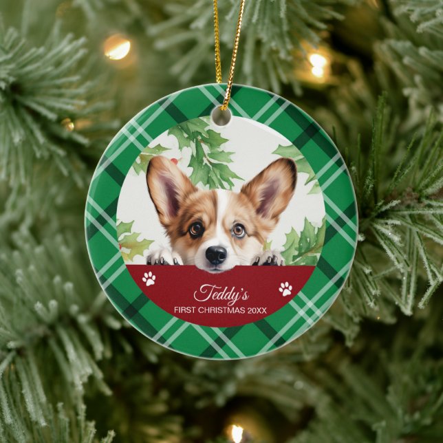 Corgi Personlig Första jul Julgransprydnad Keramik (Träd)