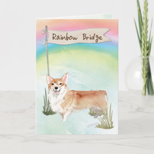 Corgi Pet Sympathy over Rainbow Bridge Kort (Framsida)