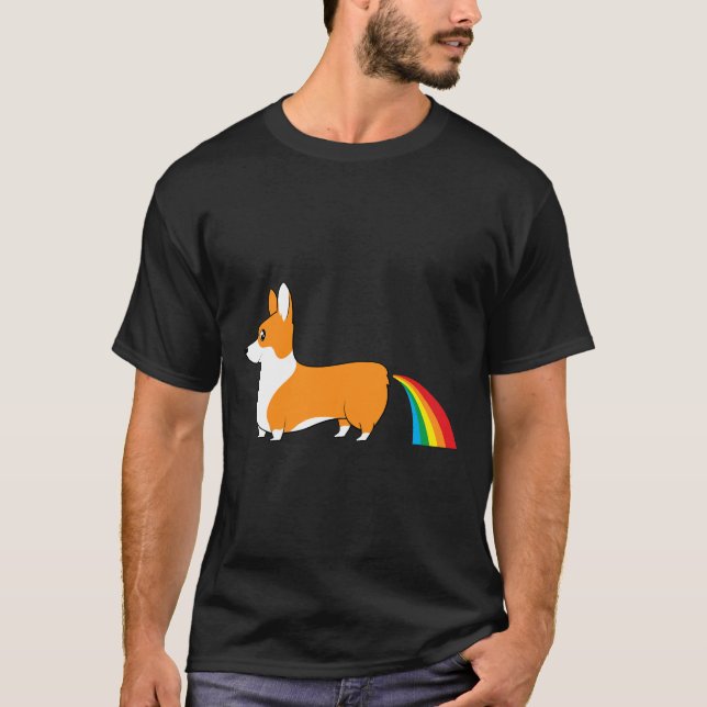 Corgi Poop Rainbow T Shirt (Framsida)