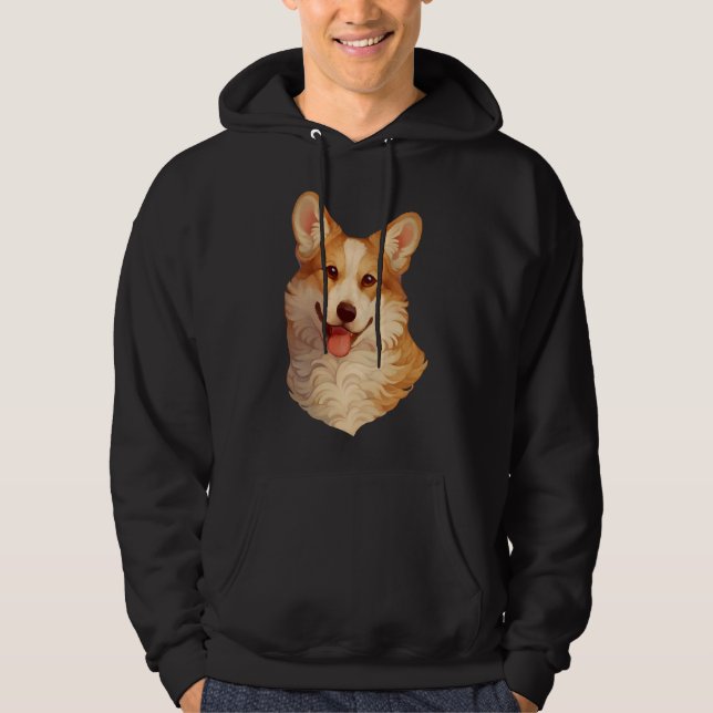 Corgi Porträtt Hoodie (Framsida)