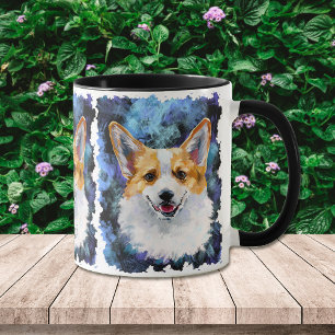 Corgi Porträtt på Abstraktens Personlig Mugg