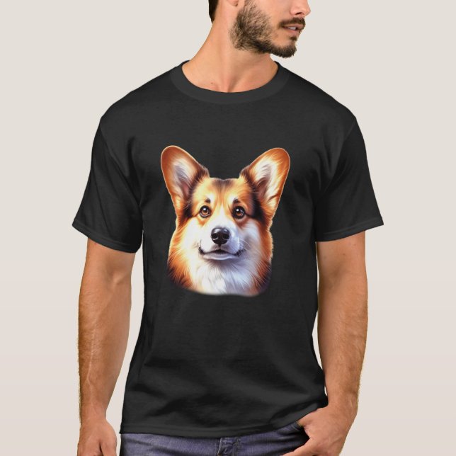 Corgi Porträtt T Shirt (Framsida)