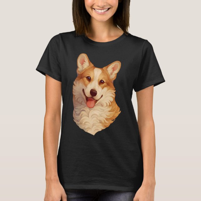 Corgi Porträtt T Shirt (Framsida)