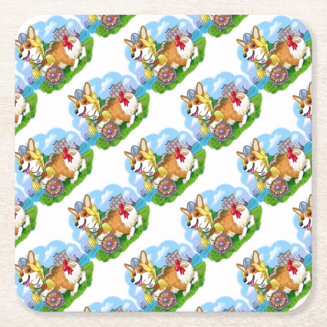 Corgi Princess Underlägg Papper Kvadrat (Framsidan)
