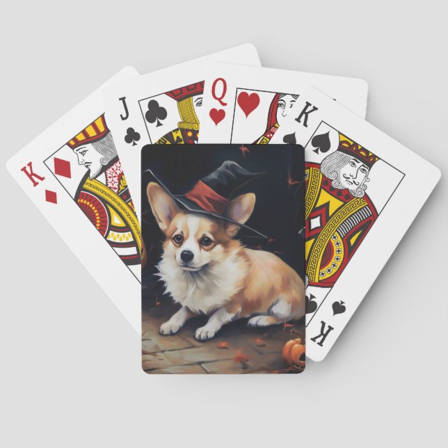 Corgi Pumpakvarnar Halloween Skräckinjagande Casinokort (Baksidan)