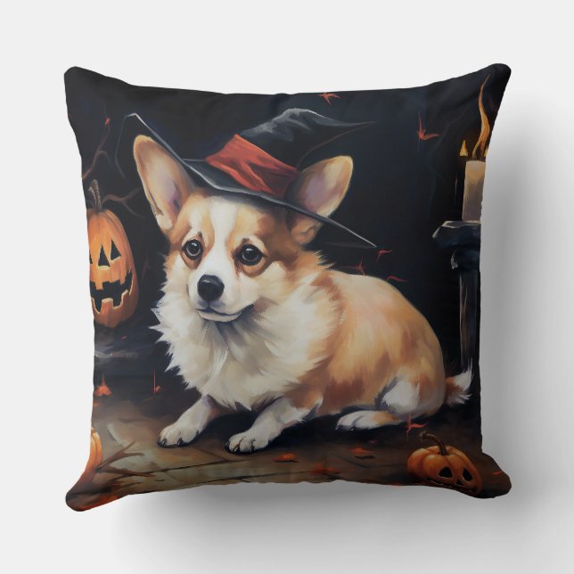 Corgi Pumpkins Halloween Scary Kudde (Baksida)