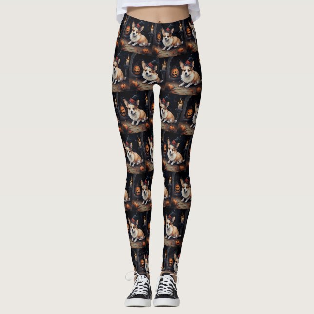 Corgi Pumpkins Halloween Scary Leggings (Framsida)
