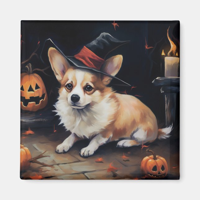 Corgi Pumpkins Halloween Scary Magnet (Framsidan)