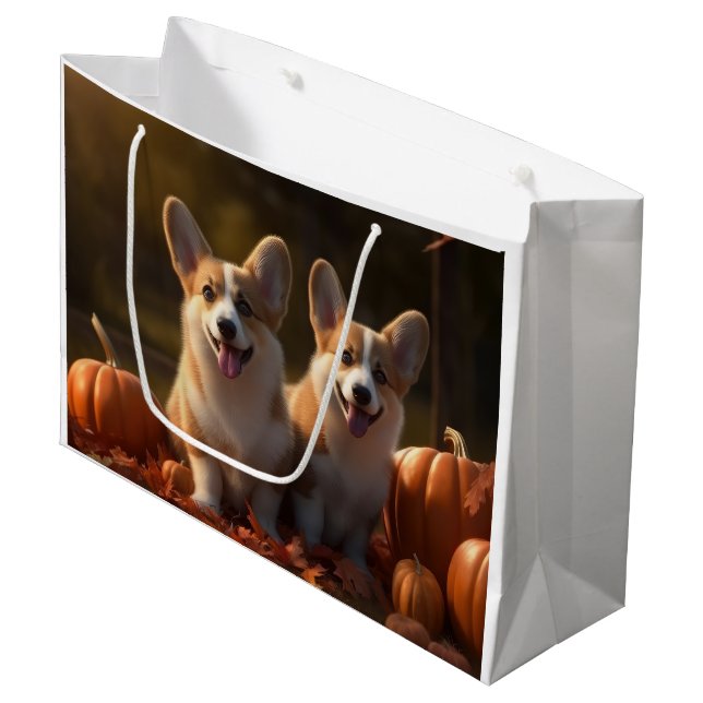 Corgi Puppy Autumn Delight Pumpkin (Framsidan Vinklad)