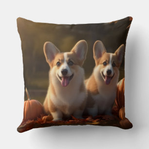 Corgi Puppy Autumn Delight Pumpkin Kudde