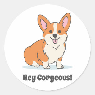Corgi Puppy, fjällande Runt Klistermärke