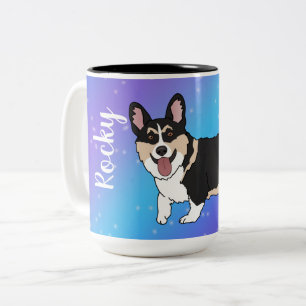 Corgi Puppy Galaxy Två-Tonad Mugg