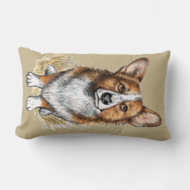 Corgi Puppy Hugs Lumbarkudde (Framsida)