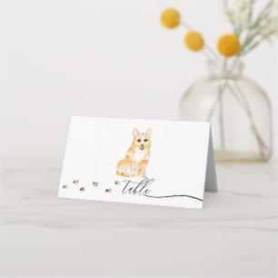 Corgi puppy Hundägare Bröllop Script Bord Placeringskort