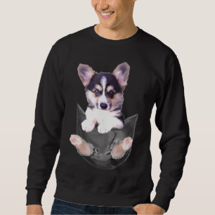 Corgi Puppy in Pocket Lång Ärmad Tröja