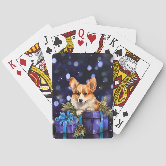 Corgi Puppy med julklappar Casinokort (Baksidan)