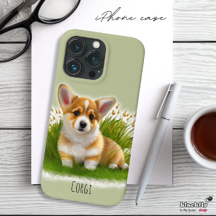 Corgi puppy on the grass cute pet