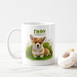 Corgi puppy på gräset | Söt husdjur Kaffemugg