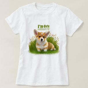 Corgi puppy på gräset   Söt husdjur T Shirt
